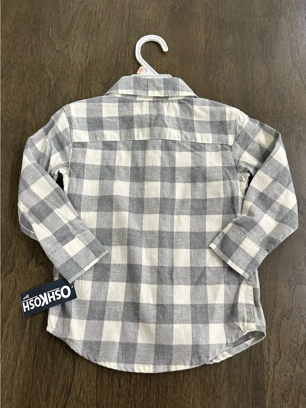 NWT OshKosh B'gosh Toddler Gray & White Plaid Button-Down Shirt